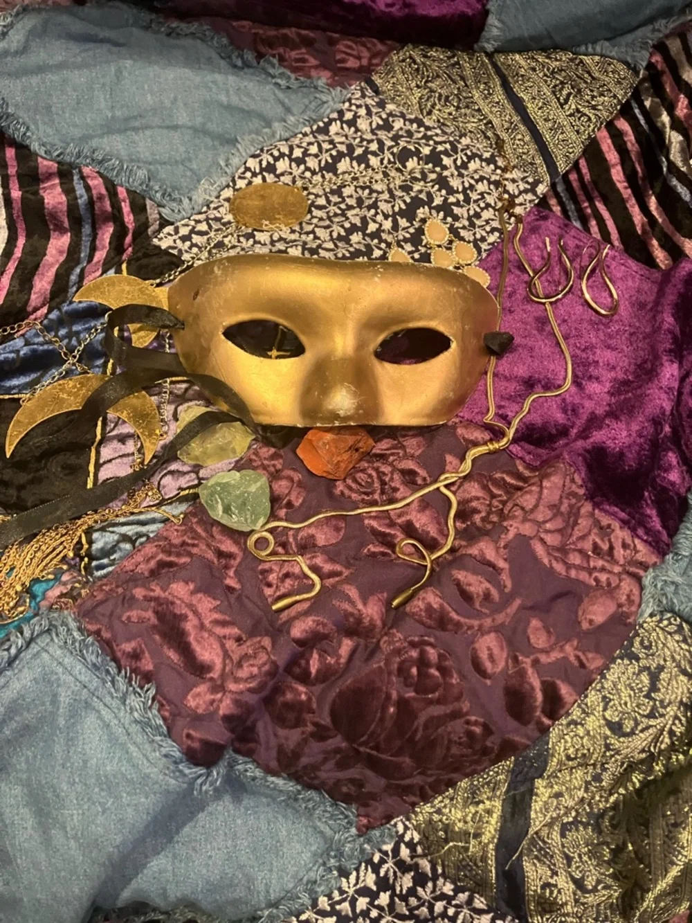 Gold Venetian Style Masquerade Mask - Women Accessories